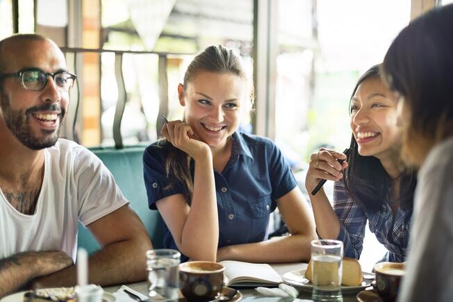 People eating friends